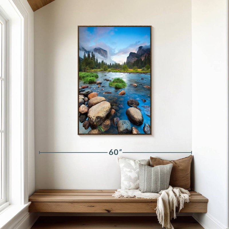 Merced Riverside, 29 po x 43 po, Floating Frame Walnut