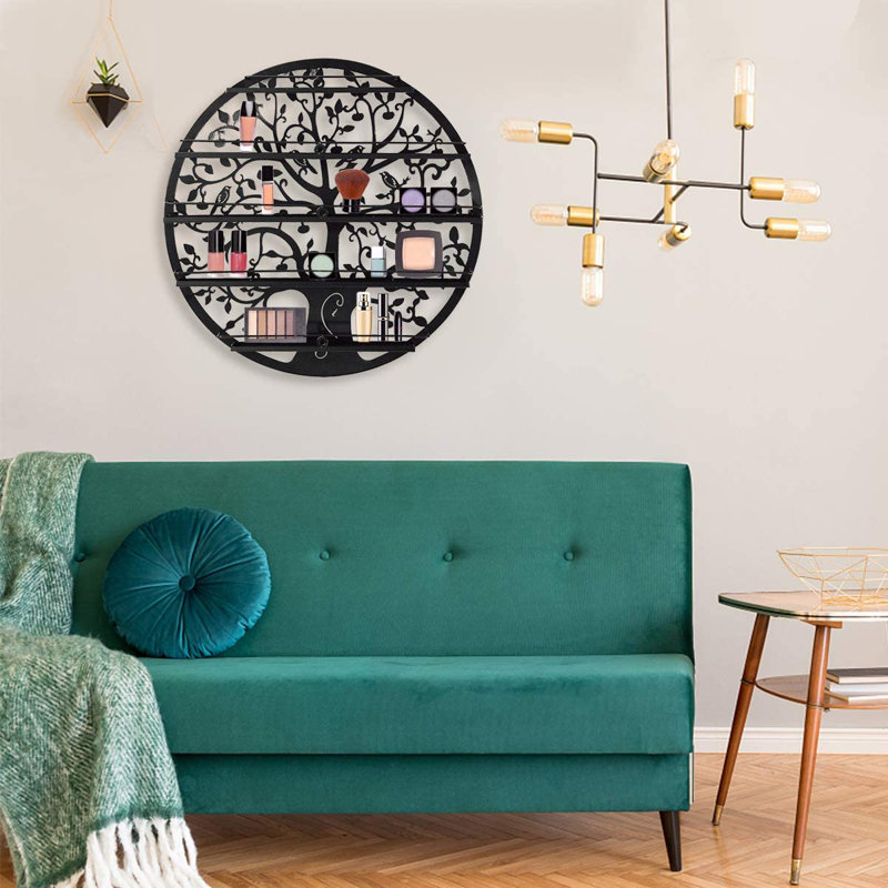 Amyris 5 Piece Circle Metal Accent Shelf, Black