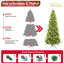 Arbre de Noël mince avec lumières DEL blanc chaud - embouts en PE + PVC, conception à charnières peu encombrante, installation facile, support en métal robuste - arbre à crayons réaliste pour les petits espaces-115294352-115294354