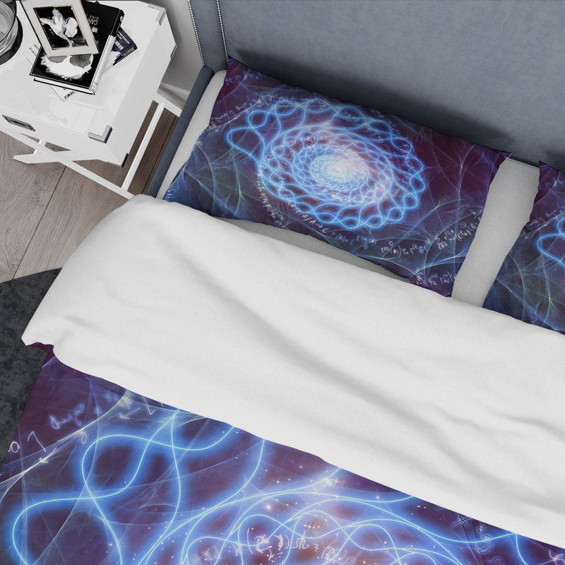 Ensemble de housse de couette en microfibre bleu / noir, Housse de couette pour très grand lit et 2 très