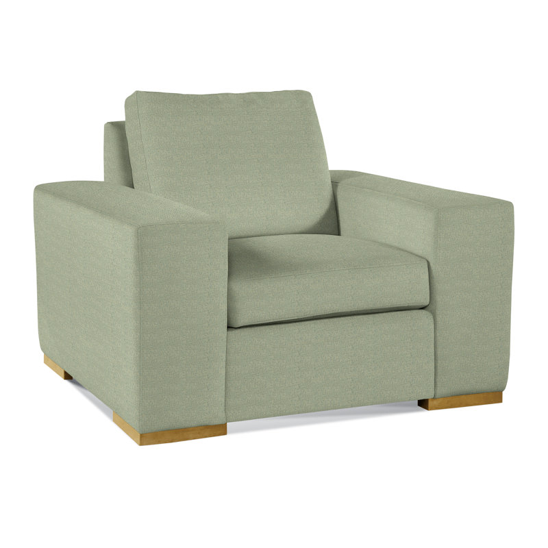 Memphis Armchair, Green Performance Fabric; 0851-54, Honey