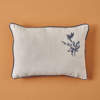 Housse de coussin brodée Bleu Blanc