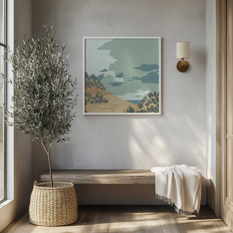 Dunes and Fences II, reproduction sur toile dans un cadre, H 21,75 po x l 21,75 po, Chrome poli