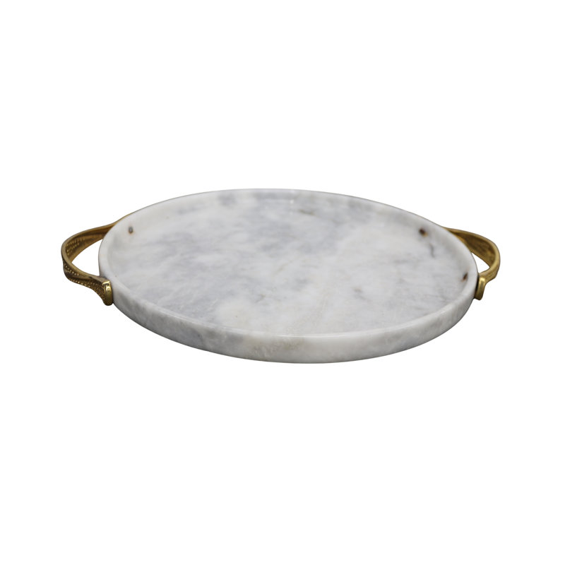 Plateau de service rond en marbre blanc 12 po Zebra - Élégant décor luxueux pour la maison et la cuisine