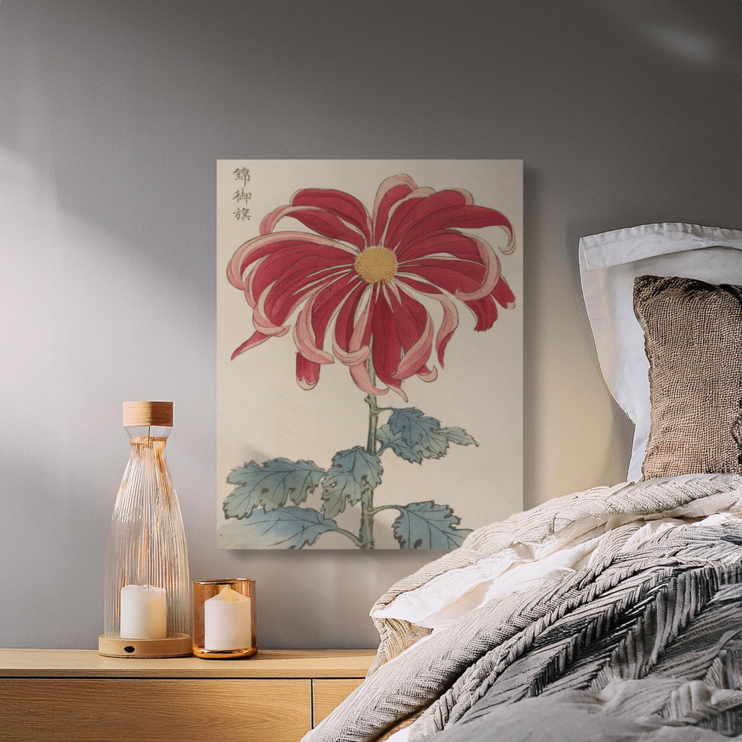 Ukiyo-e Red Chrysanthemum Bloom Canvas