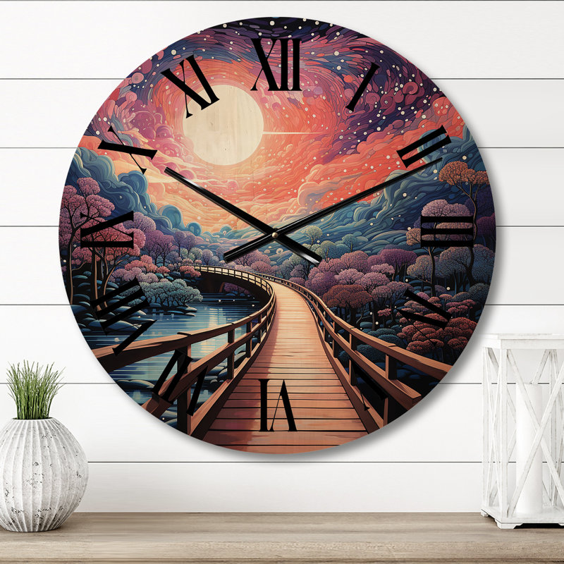 Horloge murale en bois massif Margreta, Petit