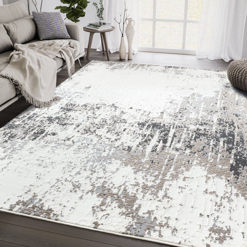 Tapis gris / blanc Abeyta, Rectangle 6 pi x 9 pi