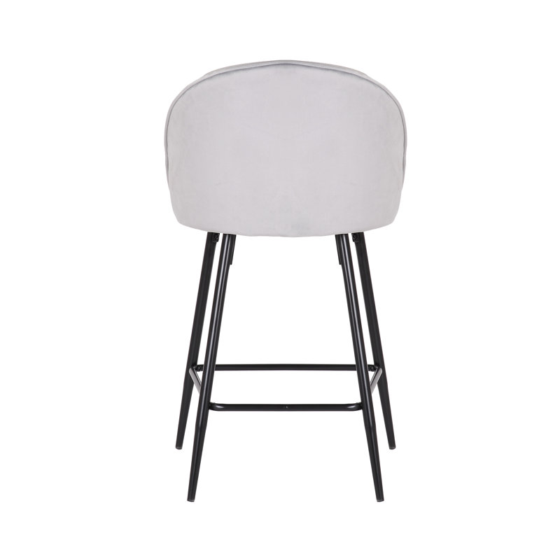 Upholstered Counter Stool with Metal Frame, Grey