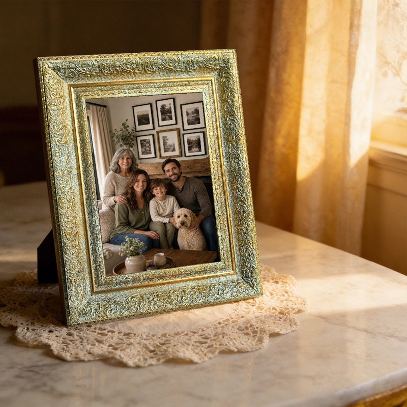 Cadre photo à mémoire de forme 1PC 5 po x 7 po or antique