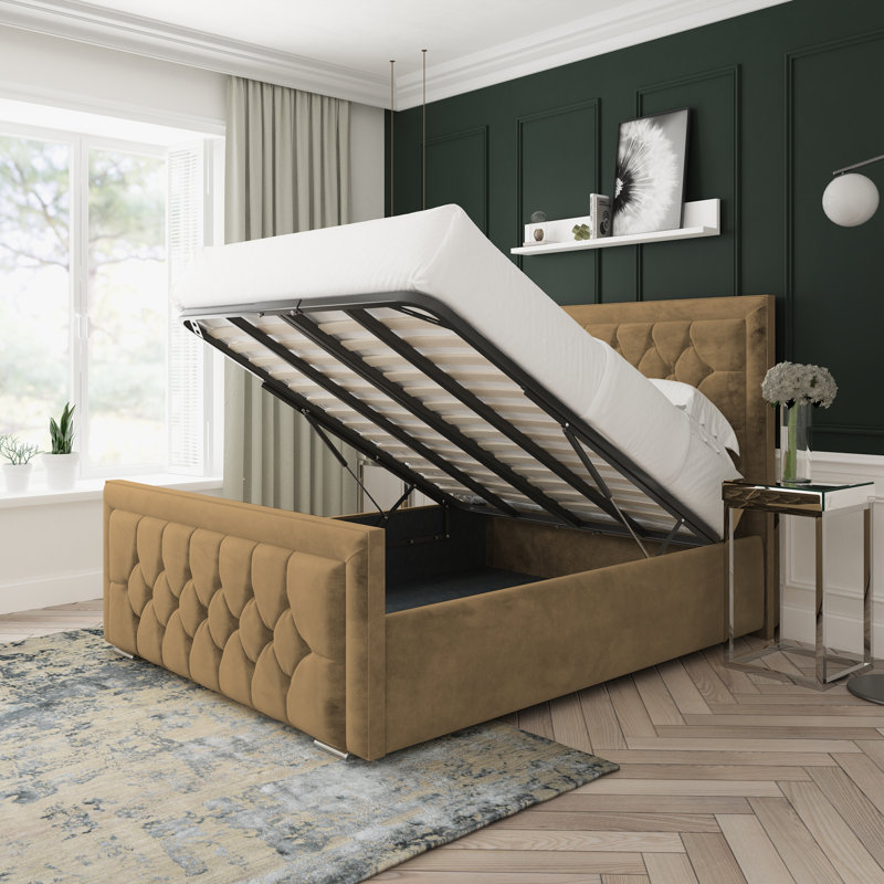 Maple Conistan Upholstered Ottoman Bed Frame, Double (4'6), Mink