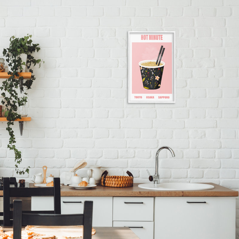 Hot Minute Cup of Noodles Framed Giclee, design by A Barefoot Stylist, 18" H x 12" W, Coastal White Framed Giclee