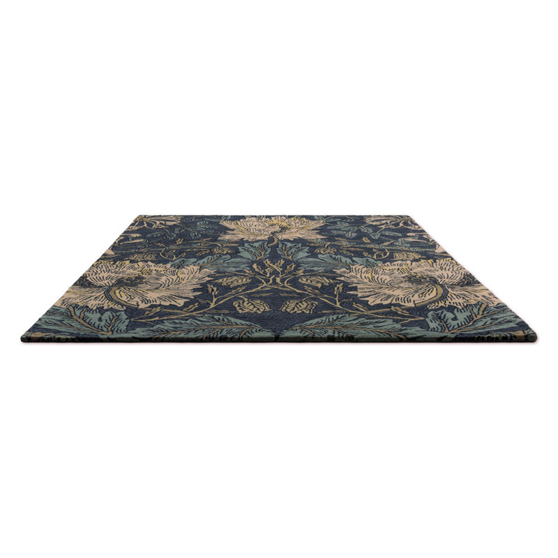 Hand Tufted Wool Floral Area Rug in Webb's Blue, Rectangle 8'2" x 11'6"