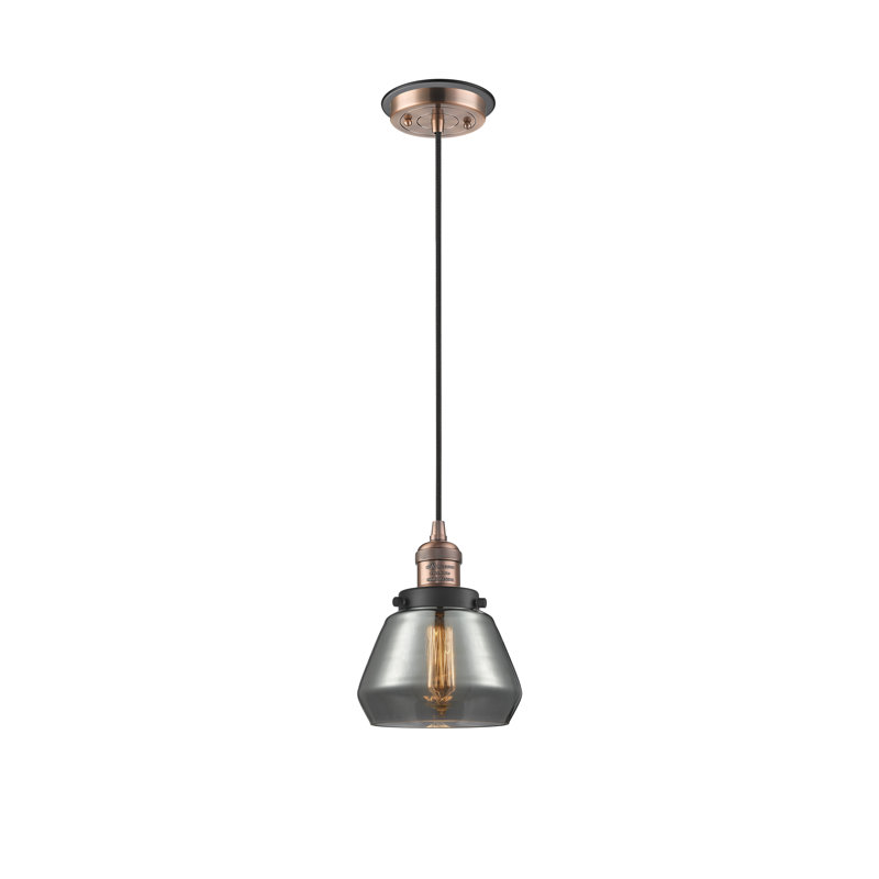 Luminaire suspendu conique à 1 lumière Chill, Plaqué couleur fumée, Cuivre antique et décorations noir mat