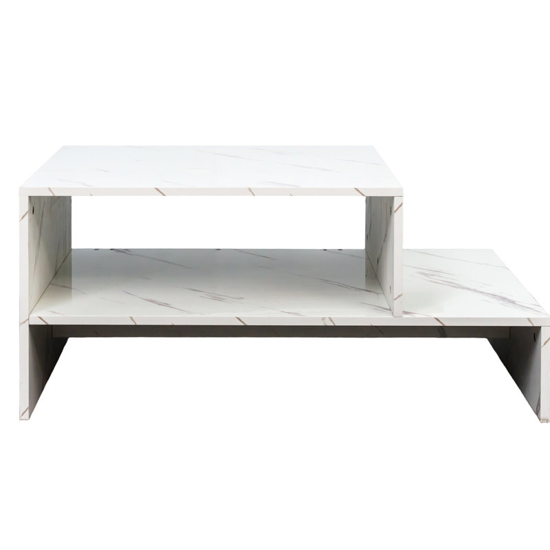 White Coffee Table With Appealing Architectural Form And Storage Facility Impressive Shape