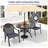 3-Piece Cast Aluminum Bistro Dining Set,39.37" Round Table with Umbrella Hole & 2 Stackable Chairs with Blue Cushions-608471637