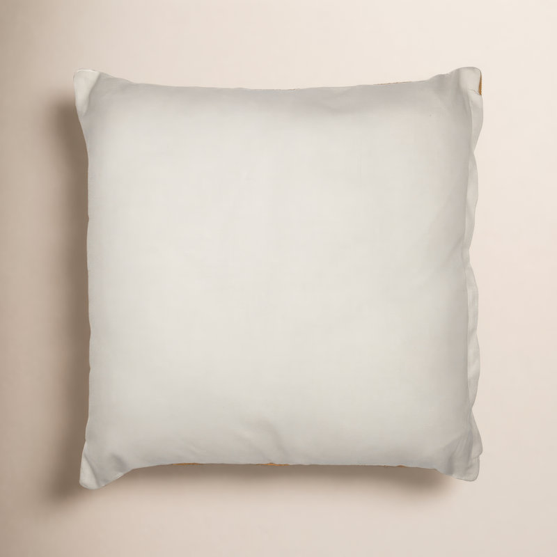 Polyester Throw Square Pillow, Polyester/Polyfill, Yellow/Gray/Ivory