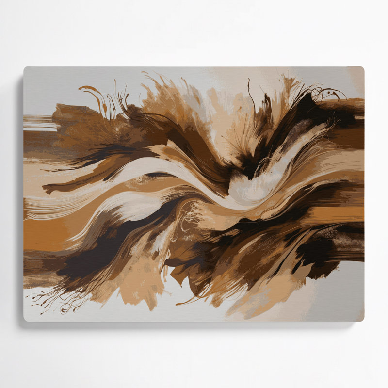 «Lyrical Abstraction 21», art mural en métal beige, H 20 po x l 24 po