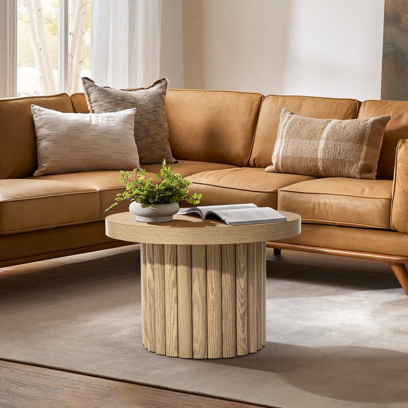 Table basse ronde en bois naturel Crystopher