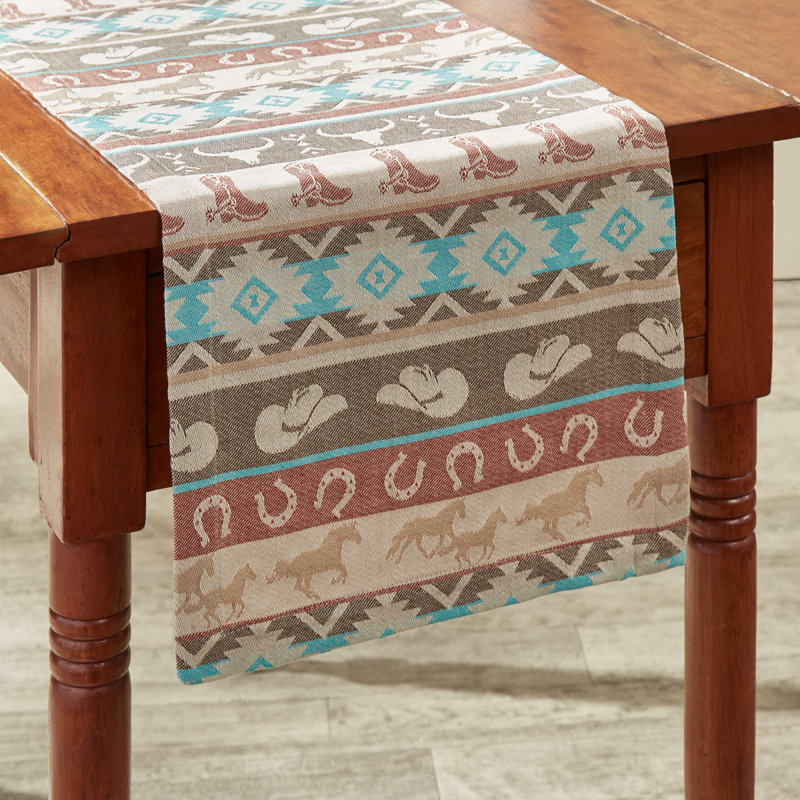 Madill Runner Geometric Jacquard Table Runner, 54" L x 13" W