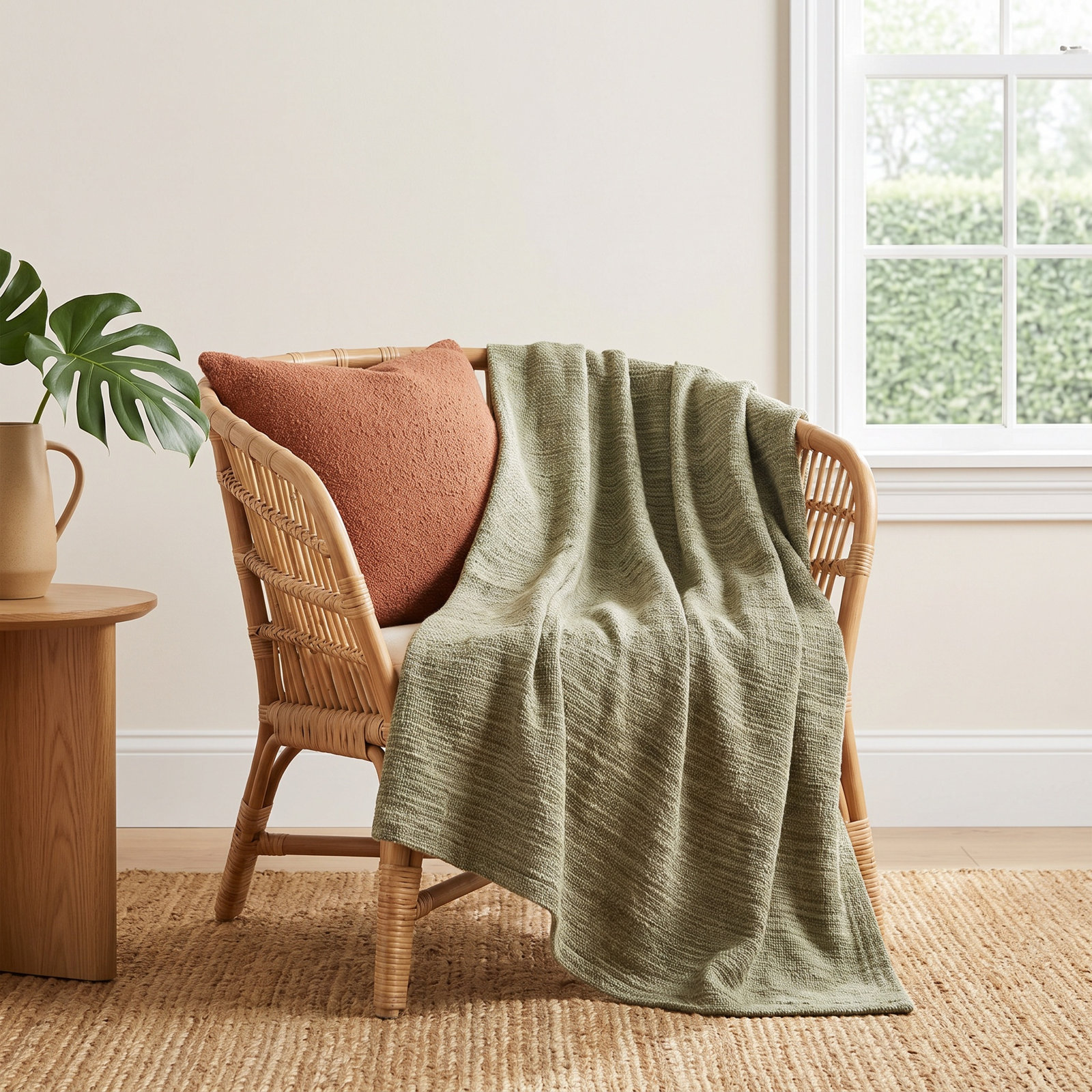 Marais Linen Hand Woven Throw Blanket, Gray