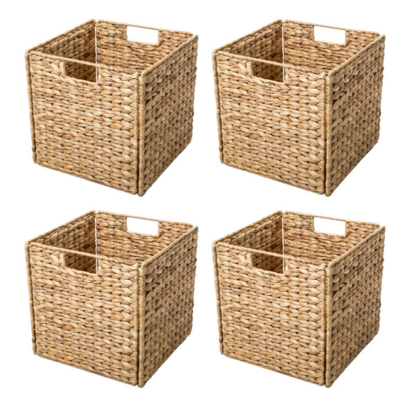 Covered Wicker Storage Basket - Sandstone / Nested Set of 2