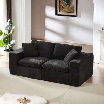 Tapis nuage en chenille moderne et modulaire, confortable et doux, largeur 98,6 cm, idéal pour bureaux, maisons et appartements, tissu doux, noir, profondeur 195 cm, hauteur 84,6 cm