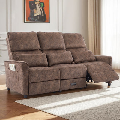 3-Seater Manual Reclining Sofa With Flip Console, Cup Holders, USB & Type-C Charging, Hidden Drawer & Side Pockets