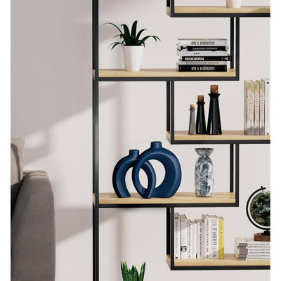 Ensemble de 2 vases bleus, vases Donut bleu marine, décor côtier moderne, vase décoratif, décorations en céramique pour salon, table basse, bibliothèque, tablette, manteau de cheminée
