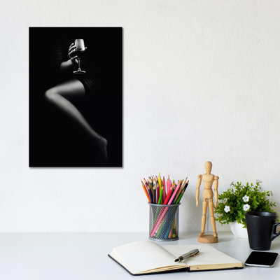 Woman Holding Red Wine by Johan Swanepoel - Wrapped Canvas Print