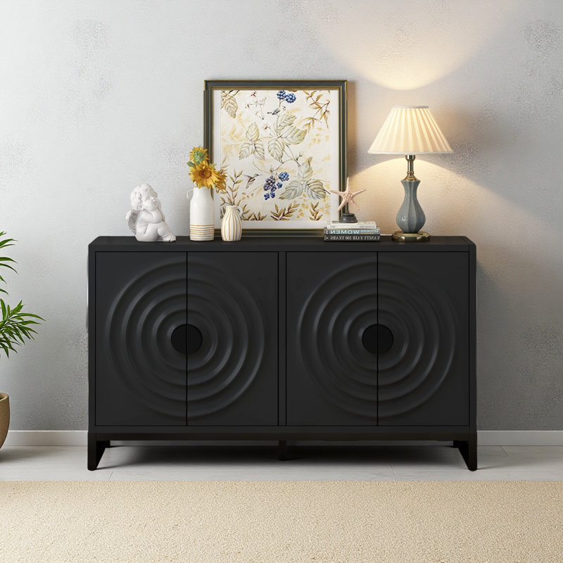 Buffet avec rangement et armoire en bois, Noir
