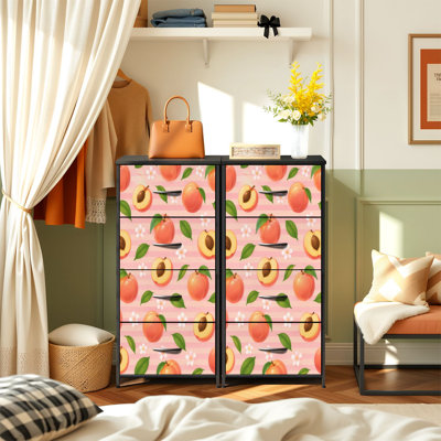 Commode de rangement verticale 4 tiroirs Peach Peach avec tiroirs en bois