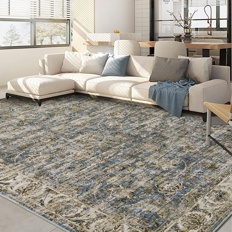 Luel Washable Oriental Rug, Rectangle 9 pi x 12 pi