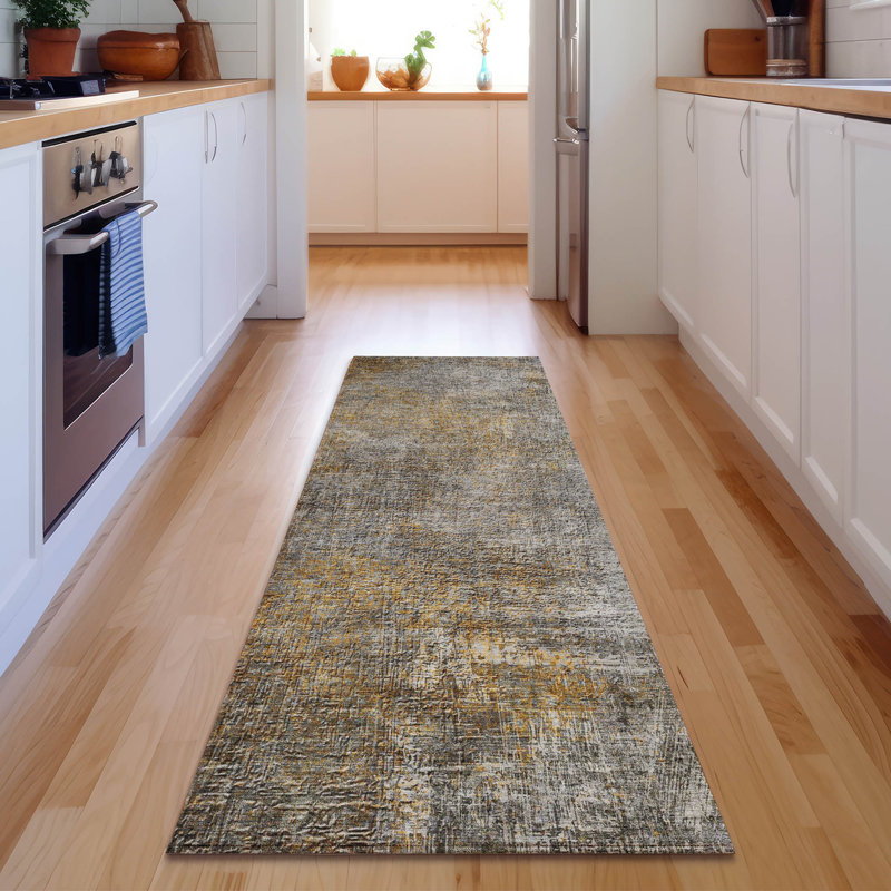Premium Machine Washable Cerrito AMF593 Gray Rug, Runner 2'3" x 7'6"