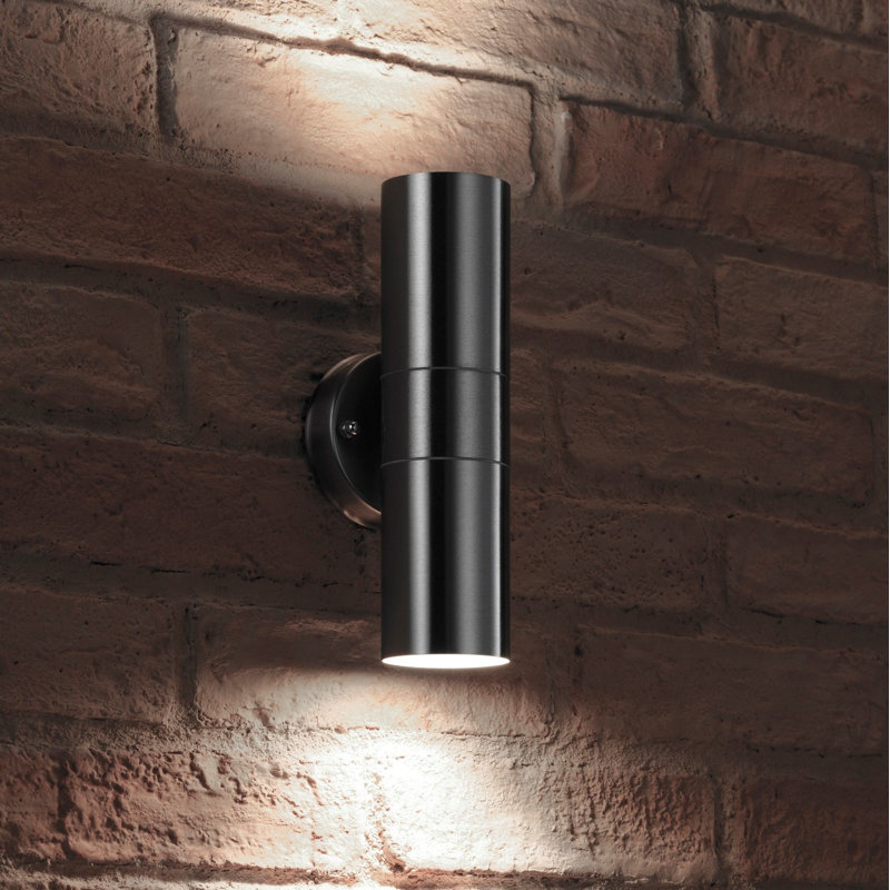 Garman 2 - Bulb Outdoor Flush Mount, Stainless Steel, 22cm H x 8.5cm W x 9cm D