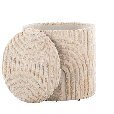 18" Storage In Beige Cotton, High Pile Textured Design, Removable Top, Multi - Function, 250 Lbs Weight Limit Made Of Finish, Purpose, Rating