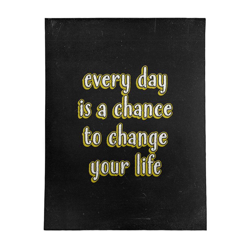 Tapis de poly-chenille style tableau noir change your life quote, Rectangle 8 pi x 10 pi