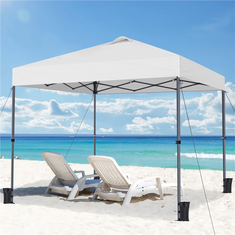 10x10 FT One-Push Pop Up Canopy Tent with 4 Side Walls and Roller Bag, White
