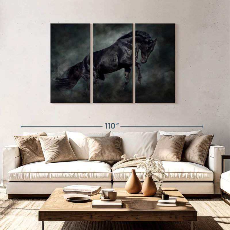 Brampt Prancing Black Horse, 48" H x 74" W