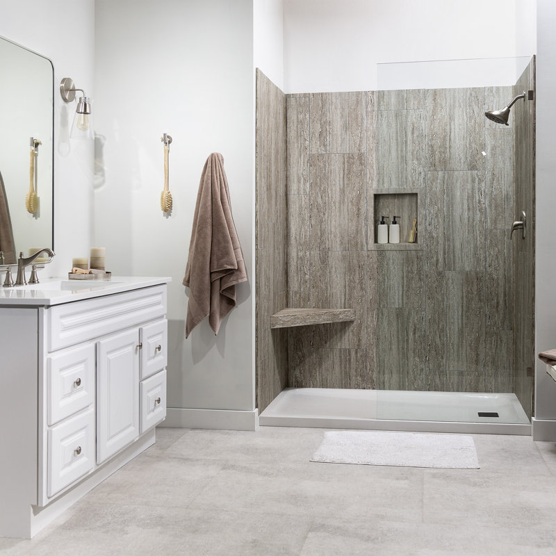 Insert de niche de douche imperméable en vinyle Palisade 17,5 po x 15,5 po Palisade, Terre grec