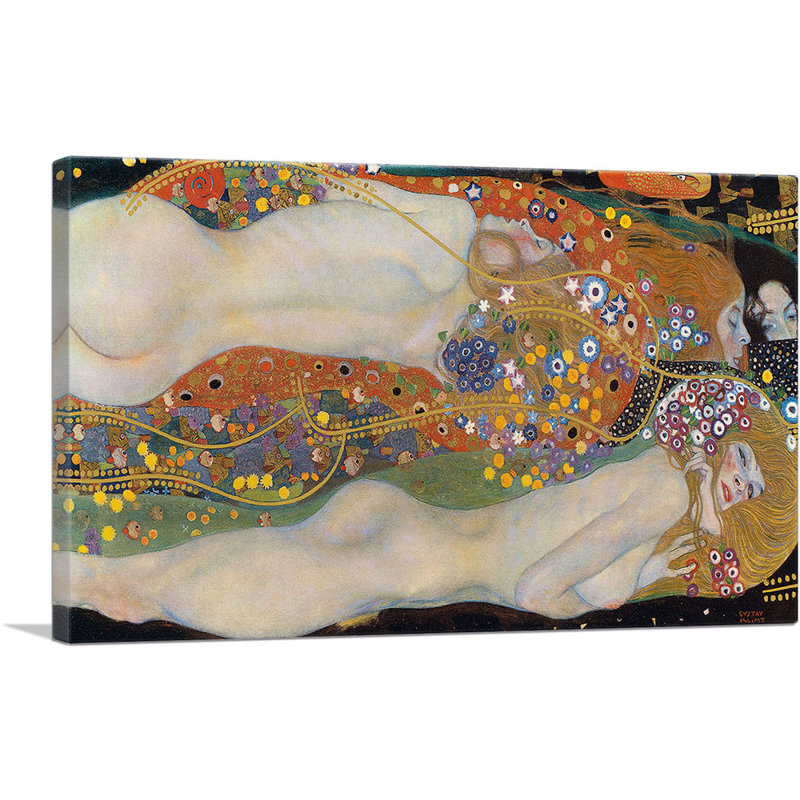 «Water Serpents II Snakes 1907» par Gustav Klimt, reproduction sur toile tendue, H 26 po x l 40 po x 1,5 po