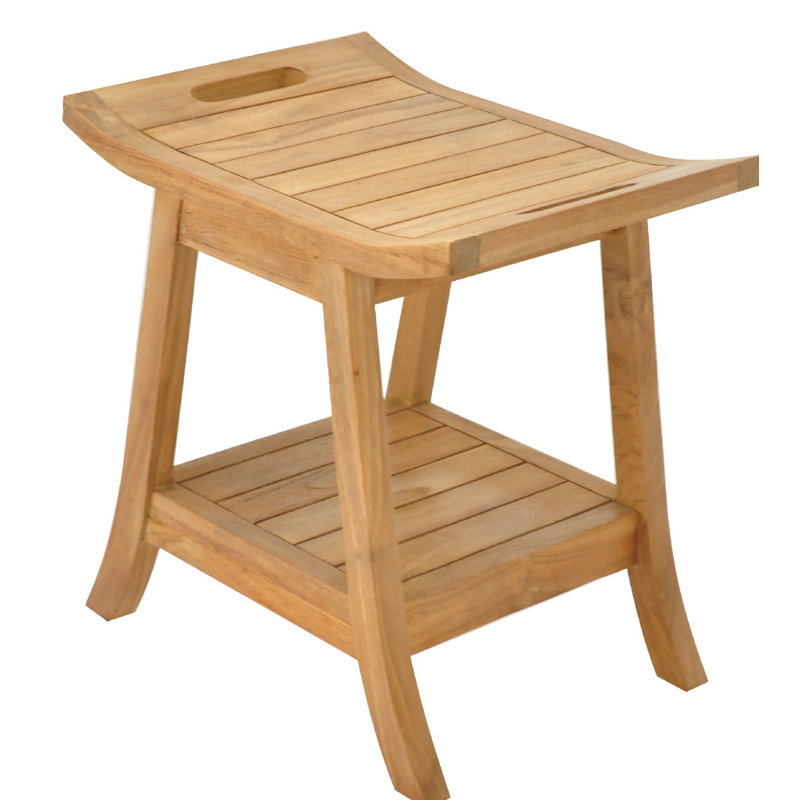 Spateak Grade-A Teak Wood Adelaide Shower Seat 18" Outdoor Patio Stool Bench