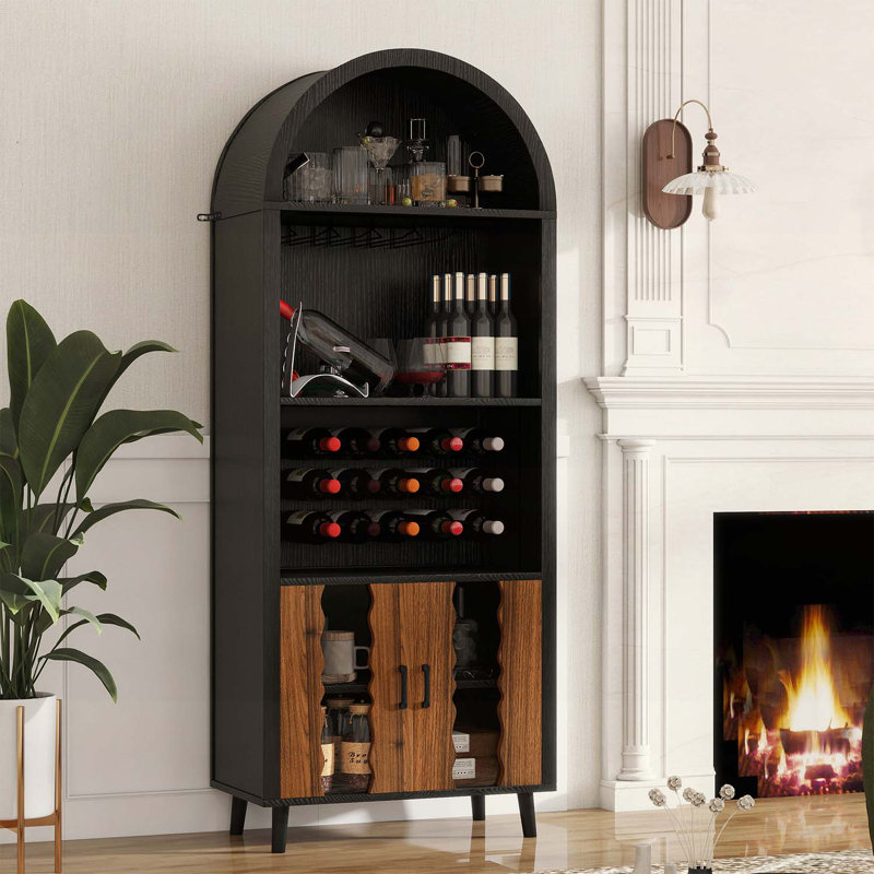 Tall Arched Display Cabinet, For Living And Dining Rooms, Black