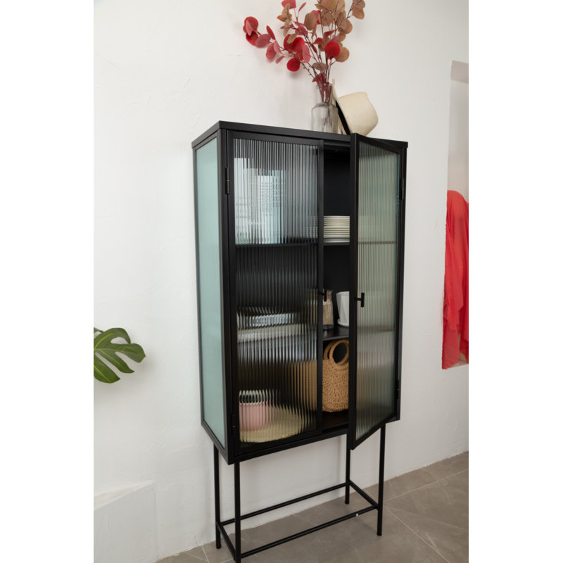 Armoire d'appoint en verre, Noir, noir, noir, noir