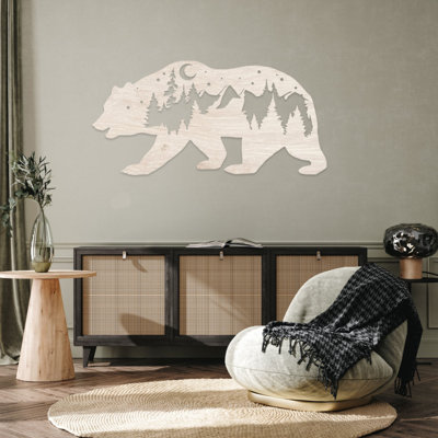 Bear Metal Wall Art - Wildlife Animal Silhouette Decor - Rustic Cabin Lodge Wall Hanging - Forest Mountain Bear Design - Modern Industrial Metal Sculpture - Outdoor Home Decoration - Large Statement Art Piece