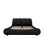 Grand lit tapissier, tête de lit moelleuse noire, structure en bois massif, lit plateforme de plusieurs tailles sans sommier, hauteurs disponibles