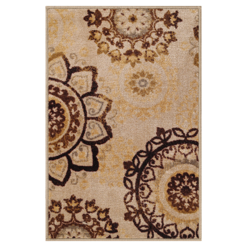 Kindsey Ornamental Medallions Plush Liena Area Rug, Rectangle 2' x 3'