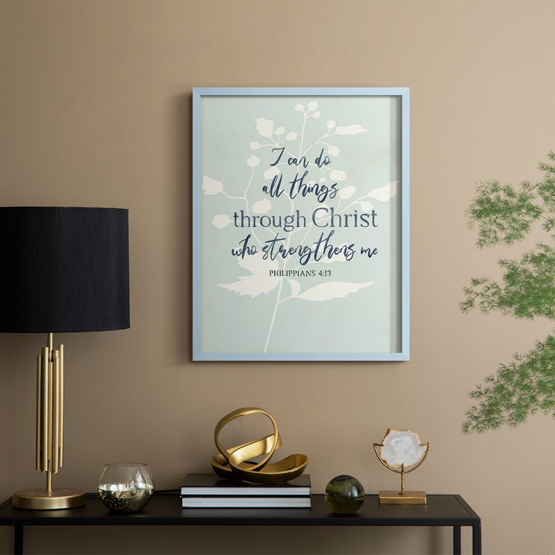 «I Can Do All Things», reproduction encadrée - bois massif, Bleu, H 15 po x l 12 po