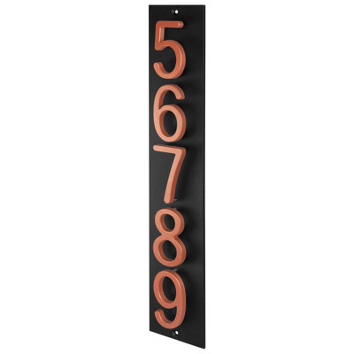 Plaque d'adresse verticale flottante en aluminium Royal Shade - 5 chiffres personnalisés