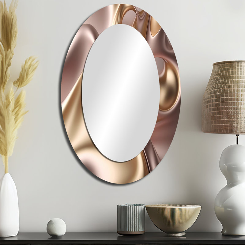 Miroir mural subtil sophistiqué rose et doré, 36 po x 24 po
