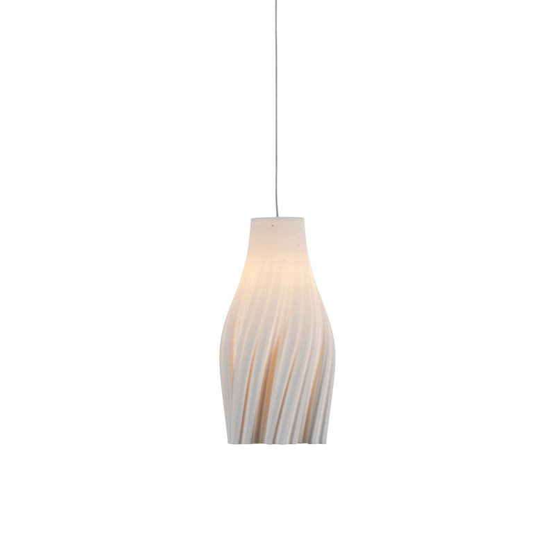 Textured White Ceramic Mini Pendant Light with LED Bulb